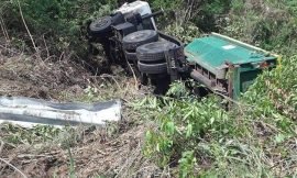 Solid Waste Dumpster Truck overturns in Frigate Bay, St. Kitts