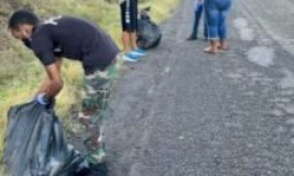 Nevis Division of the Police Force conducts mass cleanup of Long Point Road 