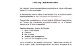 MOFA announces Scholarship Offers from Romania