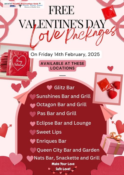 Read more about the article Nevis’ HPU: “Free Valentine’s Day Love Packages” at various locations