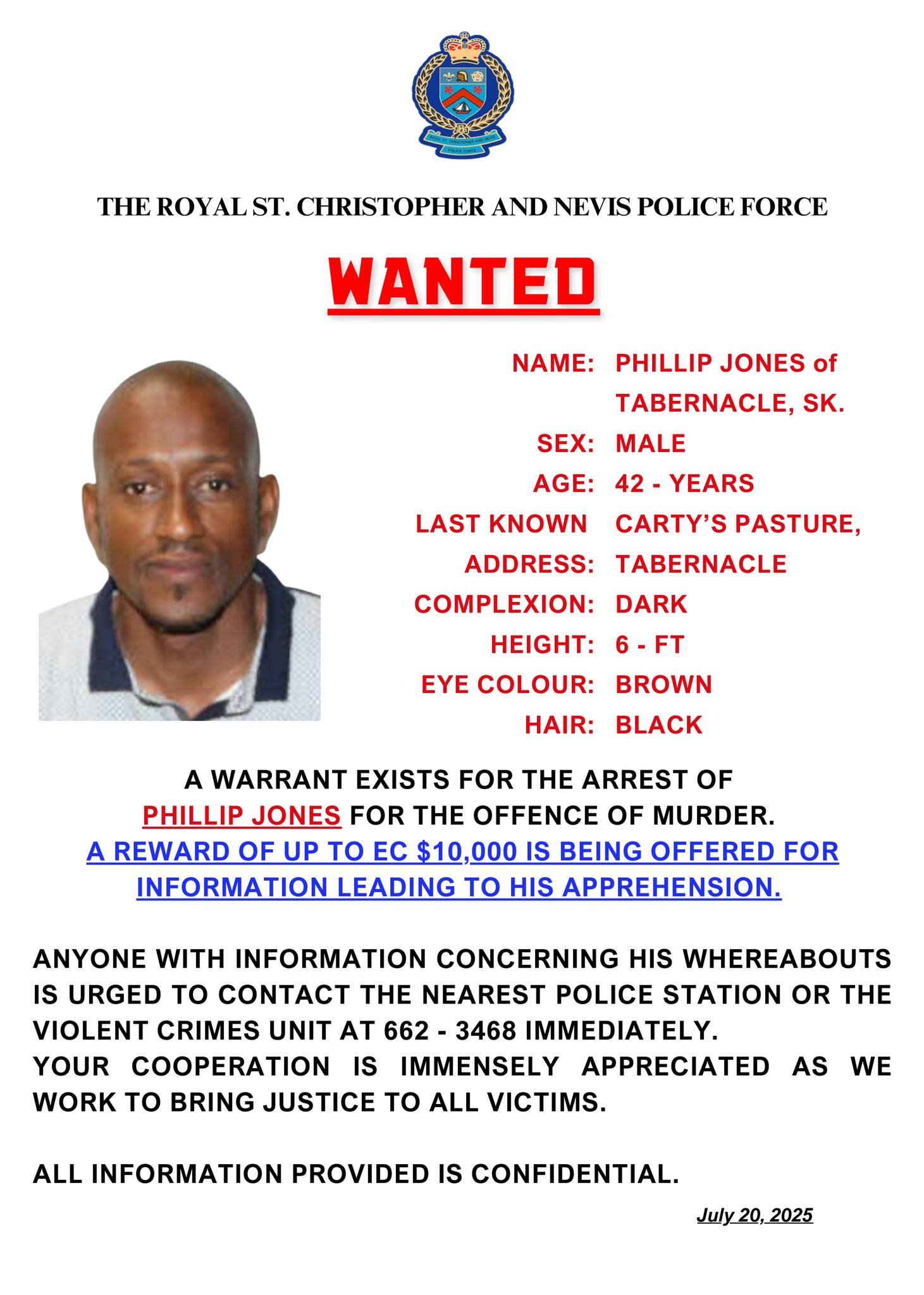 You are currently viewing Police offers EC $10K for information leading to the arrest of Phillip Jones