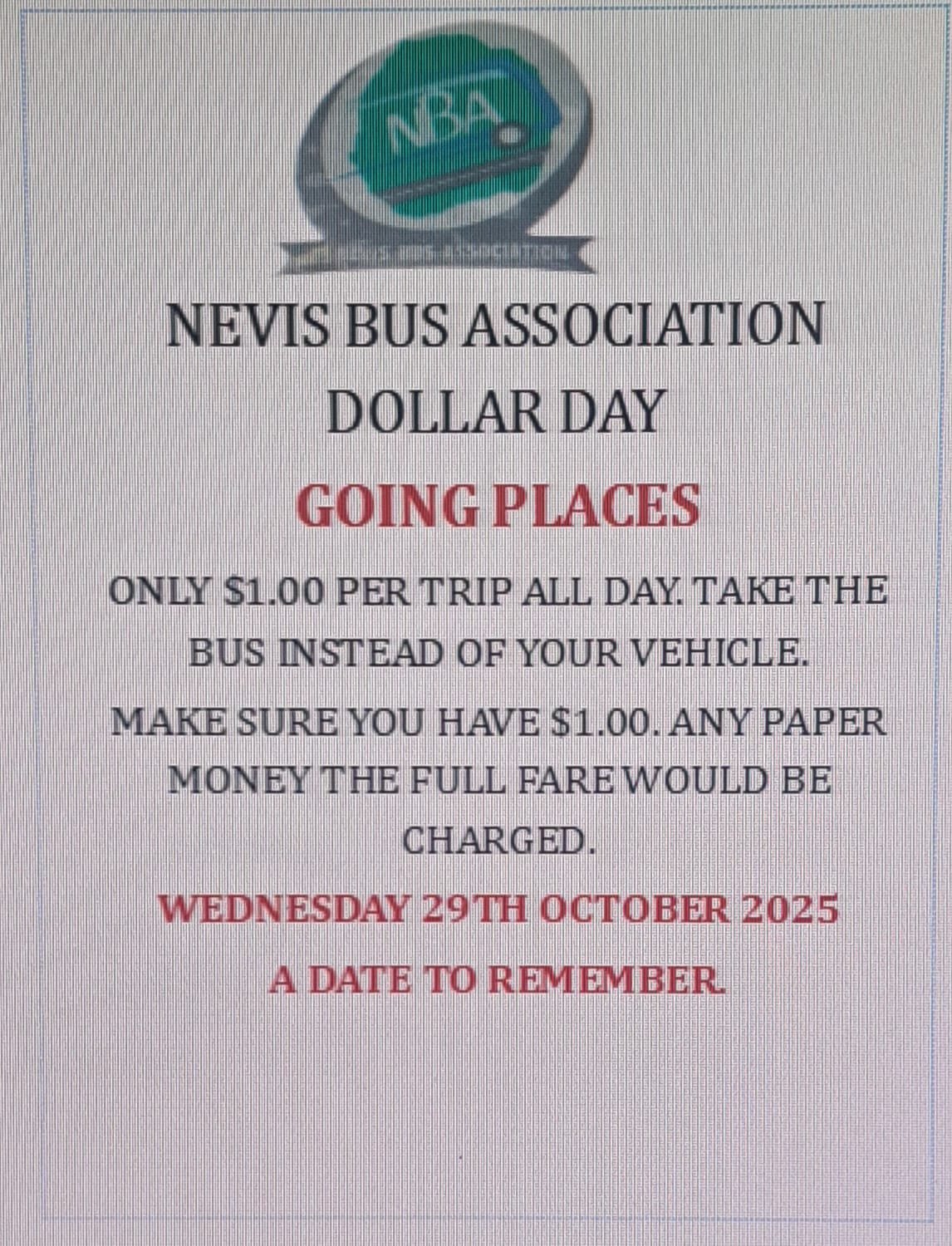You are currently viewing Nevis Bus Association to Host “Dollar Day” Initiative on October 29th